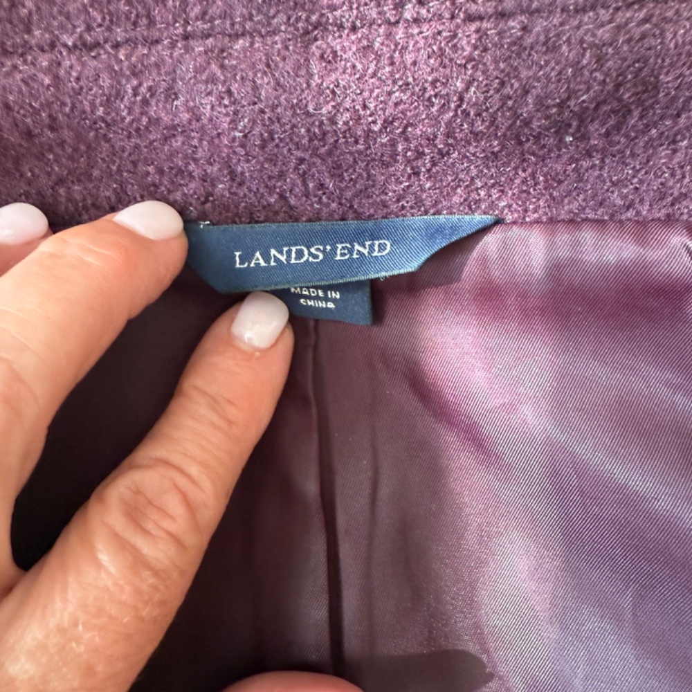 Lands End Women's Boiled Wool Blend Coat in Aged Wine Size 14 - Picture 10 of 13